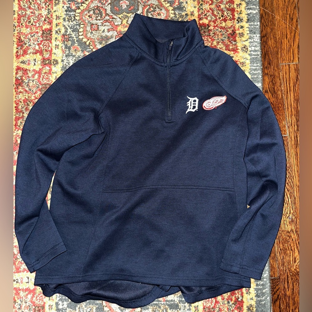 Detroit Tigers Red Wings duo logo quarter zip